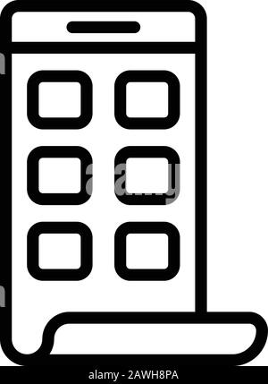 Icône de téléphone à écran courbe, style de contour Illustration de Vecteur