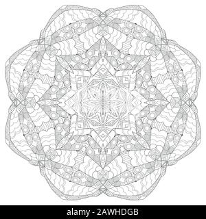 Hand drawn zentangle ornement circulaire pour colorier. Illustration de Vecteur