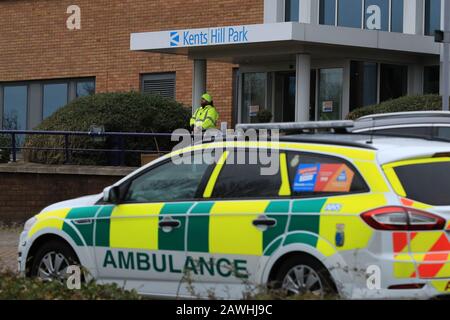 Kents Hill Park Training and Conference Center, à Milton Keynes, avant le rapatriement au Royaume-Uni des derniers évacués de Coronavirus qui ont atterri à RAF Brize Norton. Banque D'Images