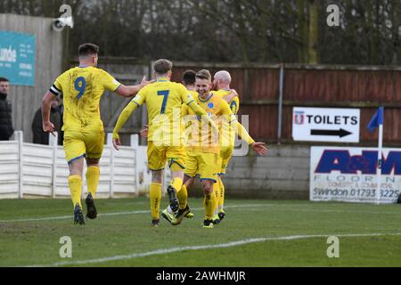 La ville de Taunton a fêté leur victoire à Swindon Supermarine FC au stade Webbswood 08/02/2020 Banque D'Images