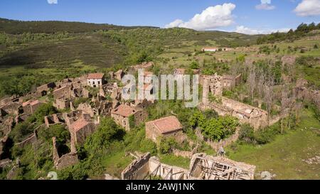 Acrijos village abandonné dans la province de Soria, Espagne Banque D'Images