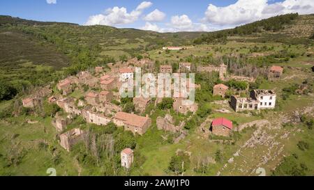 Acrijos village abandonné dans la province de Soria, Espagne Banque D'Images