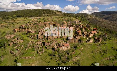 Acrijos village abandonné dans la province de Soria, Espagne Banque D'Images