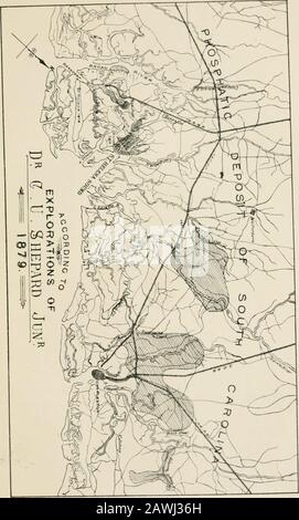 Floride, Caroline du Sud et phosphates canadiens : En donnant un compte rendu complet de leur occurrence, méthodes et coût de production, des quantities soulevées, et de l'importance commerciale . ng Co. Limitée Dans les jours précédents de l'industrie une zone considérable, où l'eau était faible, a été exploitée à la main, la rockétant d'abord desserrée par pick et crowbar. Rock était alsobguright par les plongeurs, même dans l'eau vingt pieds de profondeur ; et inWimbee Creek, au début des années soixante-dix, ce n'était pas inhabituel tosee l'eau bondée de noirs, la natation et la plongée, et chanciferant lustily, comme ils ont ondulé leurs outils aroundth Banque D'Images