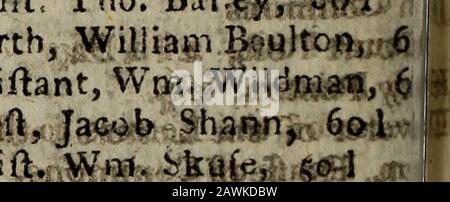 Le Royal kalendar: Et registre des tribunaux et des villes, pour l'Angleterre, l'Ecosse, l'Irlande, et les colonies .. . y Todd, efq&gt; ioolClerk au Poftmafter GemDaniel Braithwaite. Efq. 100 1 commis au secrétaire, Thomas Todd, 1 o &gt;1 H u M. W a 1 c o t, 6 r IT a mesDa fh •wood, Charles God by, ThoThompfon H. Parkin, andTho. Auft, 50 I eachRec. Général Rt.Trevor, Ef. 3001commis au récepteur. Général, J. Maddifon, jn. Eowden, 50 j Acqutant général, W.Fauquier, efq. 5091 John k-in^,  adjoint; 901Ccks. À l'Acct. Gen.Tho. Église, Tho. Willis, C. Walcott, T. Manwarine^ol ea»Infpe&ors oi le mif-fentand mort Banque D'Images