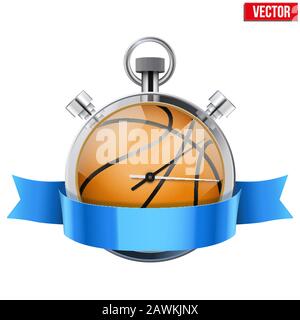 Chronomètre avec ballon de basket-ball à l'intérieur. Illustration vectorielle sport et entraînement. Illustration de Vecteur