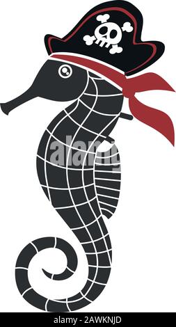 Illustration d'un hippocampe pirate Illustration de Vecteur