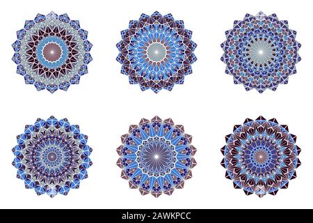 Ensemble de logos mandala de triangle géométrique coloré - graphiques vectoriels polygonaux abstraits décoratifs Illustration de Vecteur