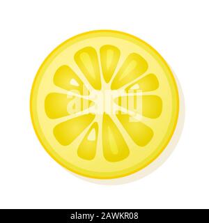 Tranche de citron sur fond blanc. Citron mûr juteux. Illustration vectorielle. Illustration de Vecteur
