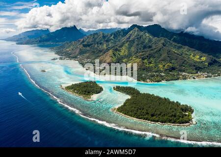 Lagunes Au Nord-Ouest De Moorea, Moorea, Polynésie Française Banque D'Images