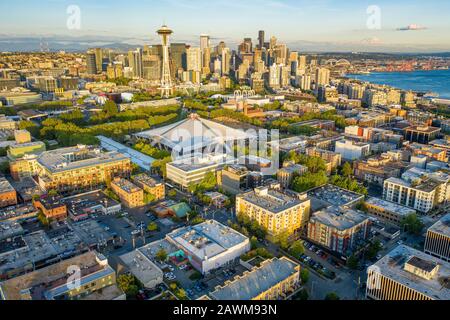 Photo aérienne de Seattle de la Reine Anne Banque D'Images