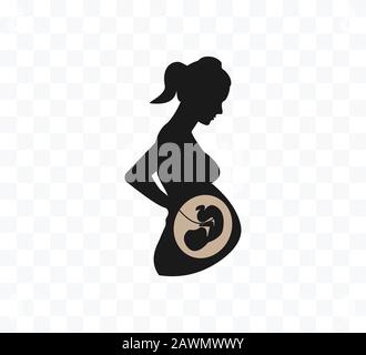 Femme Enceinte, silhouette. Illustration vectorielle. Illustration plate.vectorielle. Plat. Illustration de Vecteur