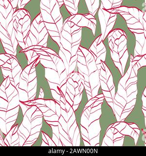 Nature. Feuilles rouges. Motif fleuri vectoriel sans couture Illustration de Vecteur