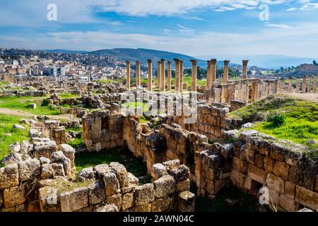 Ruines romaines de Jerash, Jordanie Banque D'Images