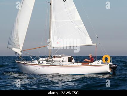 25 bateaux à voile à l'ouest, à ailes d'oie, au large de Stonehaven, Aberdeenshire, Écosse Banque D'Images