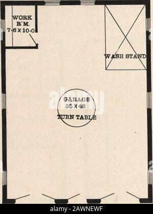 Les garages de Radford et comment les construire. . lillillllllllllfW Design No. G-134 TAILLE: Largeur, 37 pieds; longueur, 50 pieds. Prix des tirages bleus, avec comolete ensemble de spécifications de machine à écrire, SEULEMENT $15^ Nous envoyer des plans et des spécifications le jour même la commande est de nouveau. Les tirages bleus se composent d'un plan de plancher ; avant, arrière, deux Eleva latéraux ; sections murales et tous les détails nec-essary. Les spécifications sont dactylographiqueset contiennent toutes les informations nécessaires à la bonne construction du bâtiment. Plan d'étage Design Soigné et attrayant pour le garage en brique, adapté à la ville ou au village. A Turn-t Banque D'Images