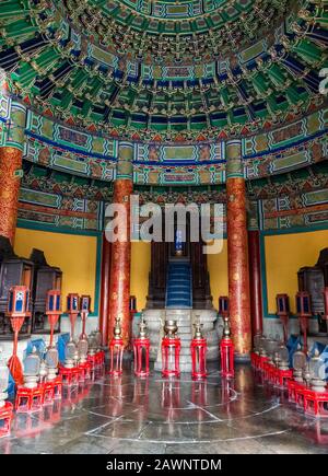 Vue intérieure du coffre-fort impérial du ciel, complexe du Temple du ciel, Beijing, Chine, Asie Banque D'Images