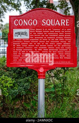 Plaque commémorative Congo Square, panneau, parc Louis Armstrong, Nouvelle-Orléans, NOLA, ÉTATS-UNIS Banque D'Images