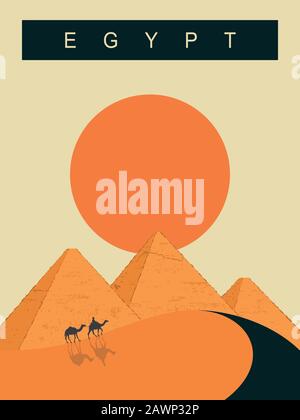Egypte grandes pyramides. Le Caire, Giza est un lieu historique. Illustration de Vecteur