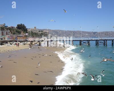 Caleta Portales est un port de pêche à Valparaiso Banque D'Images