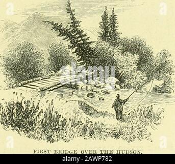 L'Hudson, de la nature sauvage à la mer. y30 lbs. Ou 40 lbs. De sugava. Certains colons fabriquent une quantité considérable (quantité de sucre everjyear, à partir de 300 livres tj 6U01bs. L'HUDSON. 29 pots, assiettes et tasses tiu, couteaux, fourchettes et cuillères. Ces derniers, avec des pardessus sha-vlsor, et des capes en caoutchouc de l'inde pour éviter la pluie, les guides saules, avec gnu, hax, et pêche-s'attachant. Les sportifs qui s'attendent à camper un peu de temps, devraient prendre avec eux une tente légère. Les guides pêchent, chassent, travaillent, construisent des camps, et font tout autre service nécessaire, pour la compensation d'amoderate et leur nourriture. C'est bon Banque D'Images