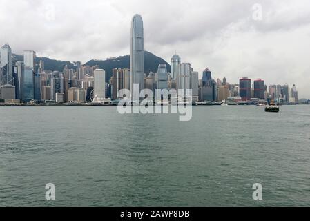 Vue sur le port central de Hong Kong, Chine Banque D'Images