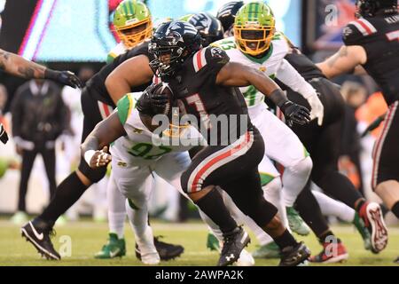 East Rutherford, New Jersey, États-Unis. 9 février 2020. Darius Victor (27) des gardiens de New York porte le ballon pendant un match contre les Vipers de Tampa Bay au stade MetLife le 09 février 2020 à East Rutherford, New Jersey. Gregory Vasil/Cal Sport Media/Alay Live News Banque D'Images