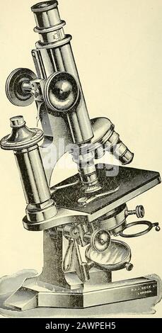 Le microscope; une introduction aux méthodes microscopiques et à l'histologie . 74 MICROSCOPES TORY BORA CH. II. Fig. 73. R. & J. Becks New Continental Microscope, No 1152 ( Williams,Brown Df Earle, Philadelphie). CH. //] MICROSCOPES A TOR Y 75 Banque D'Images