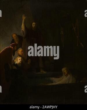 Suiveur de Rembrandt Harmenszoon van Rijn - La Levée de Lazarus Banque D'Images