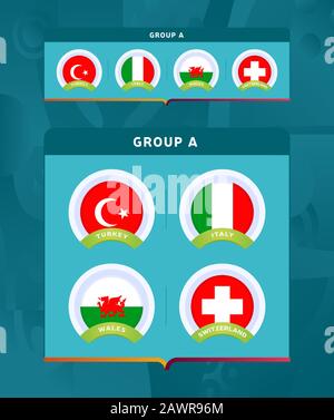 L'illustration de la dernière étape du tournoi football 2020 est une illustration vectorielle. Tournoi européen de football 2020 avec fond. Drapeaux de pays vectoriels Illustration de Vecteur