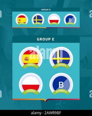 L'illustration de la dernière étape du tournoi football 2020 est une illustration vectorielle. Tournoi européen de football 2020 avec fond. Drapeaux de pays vectoriels Illustration de Vecteur