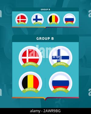 L'illustration de la dernière étape du tournoi football 2020 est une illustration vectorielle. Tournoi européen de football 2020 avec fond. Drapeaux de pays vectoriels Illustration de Vecteur