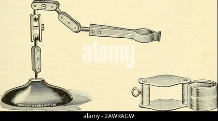 Le microscope; une introduction aux méthodes microscopiques et à l'histologie . Fig. 17. Loupe De Trépied. Fig. 19. Support De Lentille ( Bausch &Lomb Optical Co.) Fig. 18. Le Triplet Hastings Aplan-Atic. ( The Bausch & LombarOptical Co.) MICROSCOPE ET ACCESSOIRES CH. I Banque D'Images