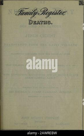 La Sainte Bible traduite du latin Vulgate : comparée diligemment avec l'hébreu, le grec et d'autres éditions en langues plongeurs : l'ancien Testament a d'abord été publié par le Collège d'Anglais à Douay, A.D1609, et le Nouveau Testament a d'abord été publié par le Collège d'Anglais à Reims, A.D1582 . Banque D'Images