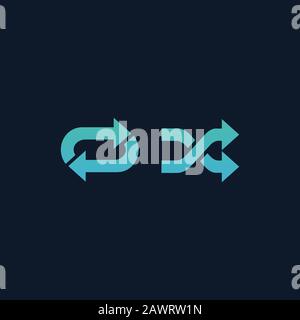 Répétez Et Shuffle Icons. Illustration vectorielle de stock isolée sur fond bleu. Illustration de Vecteur