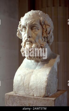 L'ancien grec héroïque actes poète HOMER ( OMERO - VIII siècle b. C. ?) Auteur de ILIAD et ODISSEY ( ILIADE e ODISSEA ) , portrait traditionnel , Mu Banque D'Images