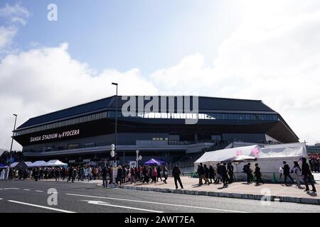 Kameoka, Kyoto, Japon. 9 février 2020. Vue générale du stade Sanga par KYOCERA, 9 février 2020 - Football/Football : 2020 J.League Preseason match entre Kyoto Sanga F.C. 2-3 Cerezo Osaka au stade Sanga par KYOCERA à Kameoka, Kyoto, Japon. Crédit: SportsPressJP/AFLO/Alay Live News Banque D'Images