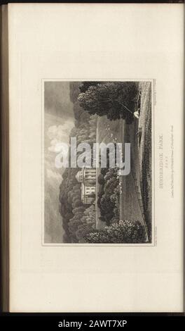 Vues sur les sièges des nobles et des messieurs, en Angleterre, au Pays de Galles, en Écosse et en Irlande. UttUrtoge $ark, Icent; LE SIÈGE DE SAMUEL SCOTT, ESQ., député la situation de Sundridge Park est à une courte distance de Bromley, et à une dizaine de kilomètres de Londres. L'Hôtel se tient sur un endroit vallonné, qui a été considérablement abaissé quand la maison a été érigée, afin de lui donner une élévation appropriée et un aspect approprié. Les trois architectes de ce-lebrated, MM. Repton, Nash et Wyatt, ont chacun donné une part de leurs compétences à la construction de cette résidence de pays. L'avant principal, wh Banque D'Images