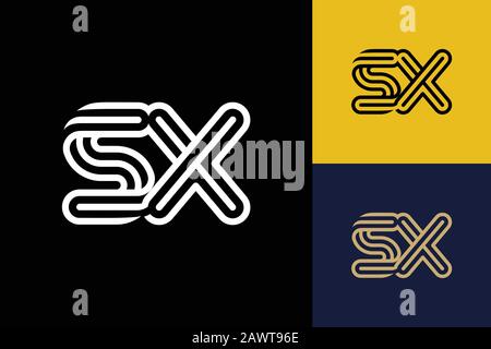 S et X combinaison lignes lettre logo Creative Line lettres modèle de conception Illustration de Vecteur