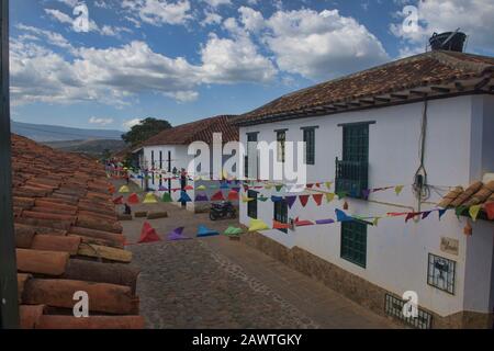 Rues pavées dans la charmante Villa coloniale de Leyva, Boyaca, Colombie