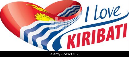 Drapeau national du Kiribati en forme de coeur et l'inscription J'aime Kiribati. Illustration vectorielle Illustration de Vecteur