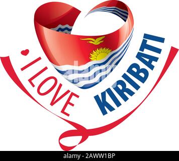 Drapeau national du Kiribati en forme de coeur et l'inscription J'aime Kiribati. Illustration vectorielle Illustration de Vecteur