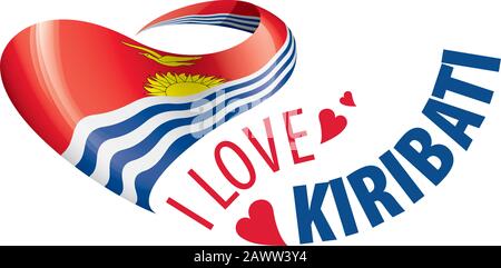 Drapeau national du Kiribati en forme de coeur et l'inscription J'aime Kiribati. Illustration vectorielle Illustration de Vecteur