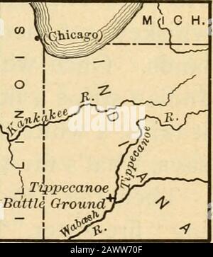 L'histoire américaine du débutant . eamboat ? Parlez de la hemade en bateau à vapeur à New York. Jusqu’où s’est-il passé l’Hudson ? Parlez du premier bateau à vapeur à l'ouest. Que les Indiens l'ont appelé ? Que s'est-il passé sur le chemin de la descente de la rivière Ohio ? Parlez du bateau à vapeur sur le fleuve Mississippi. Qu'est-ce qu'on dit des bateaux à vapeur à l'ouest ? Qu'en est-il des émigrants ? Où est Fulton enterré ?Où est son monument ? 5 J«&lt;C GÉNÉRAL WILLIAM HENRY HARRISON (1773-1841). 201. La guerre avec les Indiens; comment les Indiens se sont sentis obligés de quitter leurs maisons; l'histoire du journal. — l'année 1811, dans laquelle le f Banque D'Images