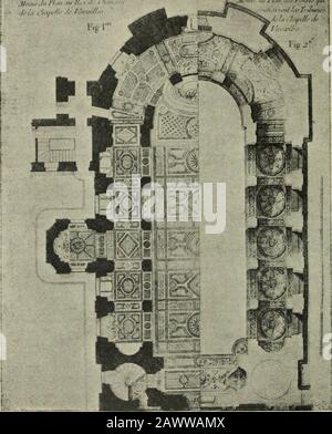 L'architectes le passé.--le pré-envoyé . Fig. 70. — Dôme des Invalides. (Vue supérieure). Pliot. Xeurdoili. 122 LARCHITECTURE à larges pénétrations, se rapprochement du système des métiers.au droit des colonnes de lordre corinthien, des arcs, franchis-sant le collatéral supérieur, reportent soi-disant la cousée des iilt.tiuiit Lfilniu;/. Fig. 71. —Chapelle du château de Versailles.(Plan à deux pas). voûtes sur des concurrents qui reçoivent, à leur partie supérieure, des massifs évidés par des sorties cintrées et repos placent larc-boutant gothique. Quête devenu dans Banque D'Images