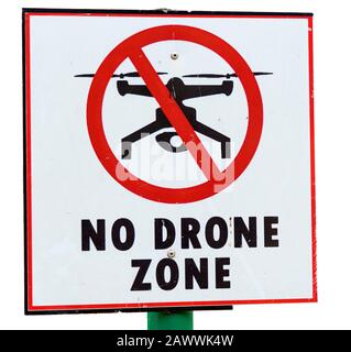 Signe d'avertissement pour l'interdiction de vol de drone. Banque D'Images