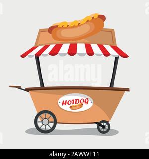 vendeur de hot-dog dans le panier Illustration de Vecteur