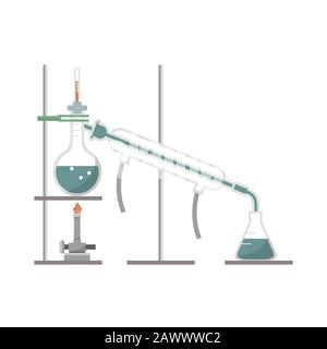 Modèle de distillation simple en laboratoire de chimie Illustration de Vecteur