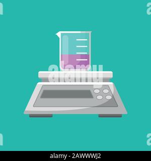 Equipement de laboratoire, balance et vecteur bécher Illustration de Vecteur