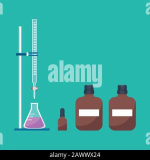 Équipement de titrage à base d'acide dans vecteur de laboratoire de chimie Illustration de Vecteur